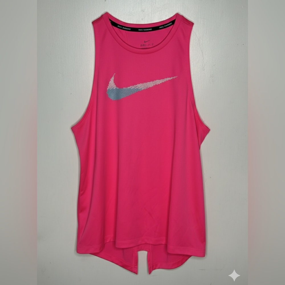 Nike Dri Fit Women’s Running Tank Top Size Large Hot Pink Logo Racer Back B0048